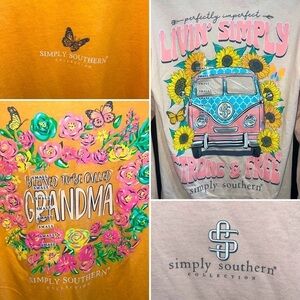 Simply Southern Bundle S NWT Long Sleeve Tee Shirts Grandma Strong Pink Orange